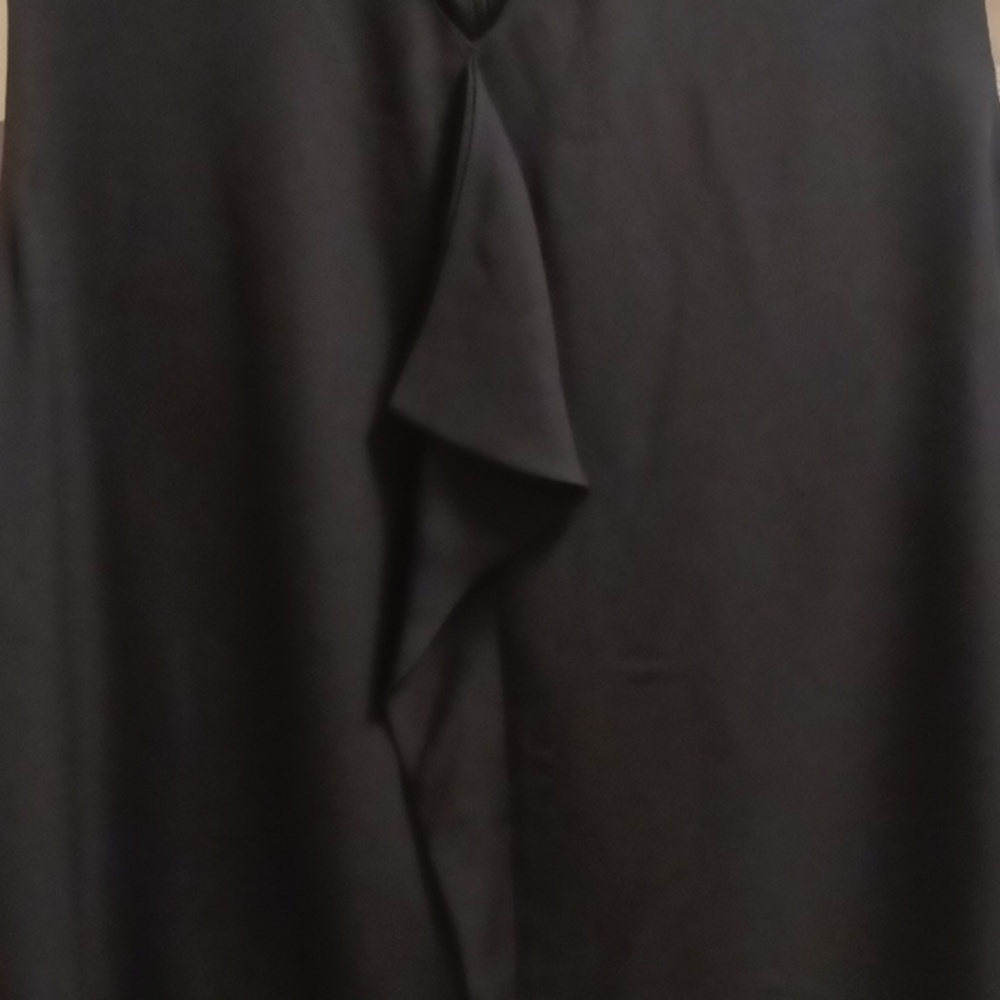FINAL PRICE NWT ST. JOHN silk caviar black sheer v-neck blouse/flare in front XL - Picture 6 of 16